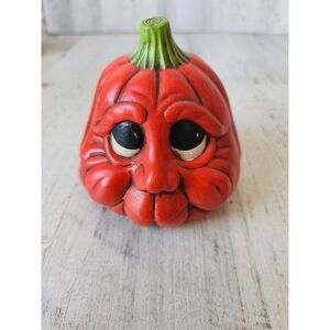 Anthropomorphic pumpkin jack-o'-lantern Halloween vintage decor ceramic